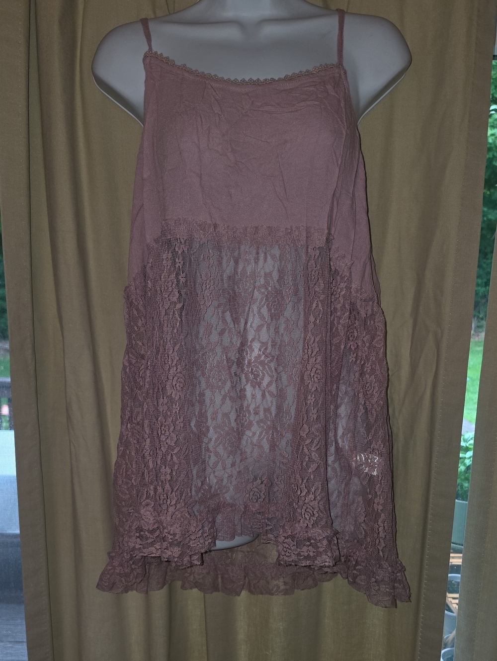 easel Mauve Lace Panel Slip Chemise